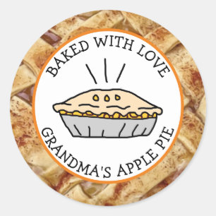 Sticker Rond Cuite avec amour, tarte à la pomme personnalisée