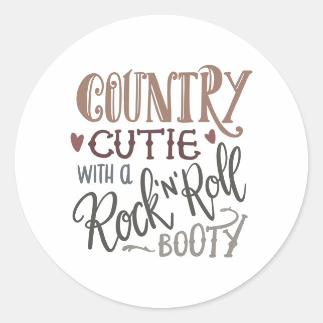 Sticker Rond Cuite de campagne avec un boot Rock'n Roll (Devant)