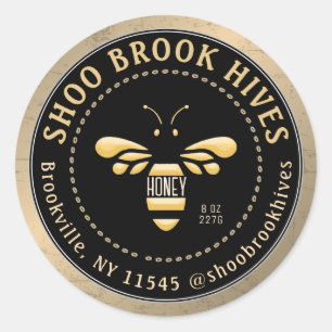 Sticker Rond Cuivre et noir moderne Honeybee Honey