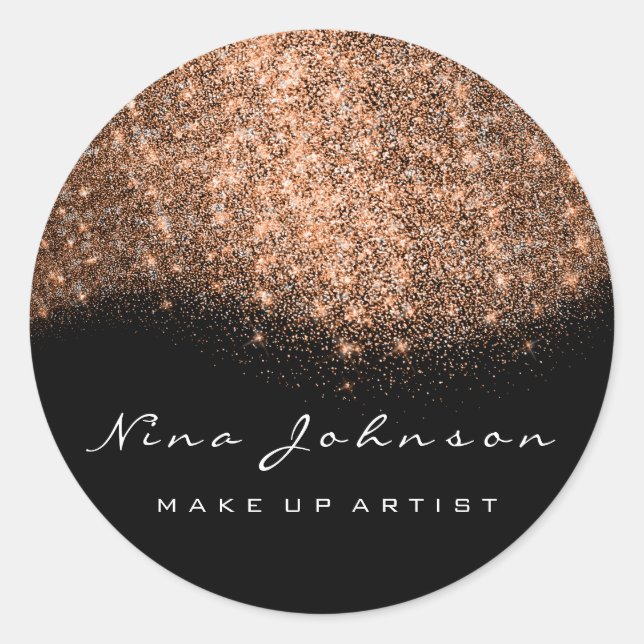 Sticker Rond Cuivre noir blanc Parties scintillant maquillage A (Devant)