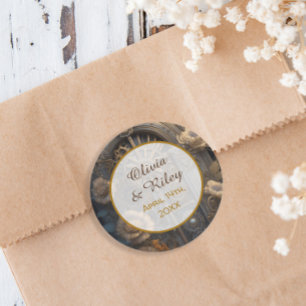 Sticker Rond Cuivre Steampunk Mariage unique