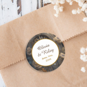 Sticker Rond Cuivre Steampunk Mariage unique