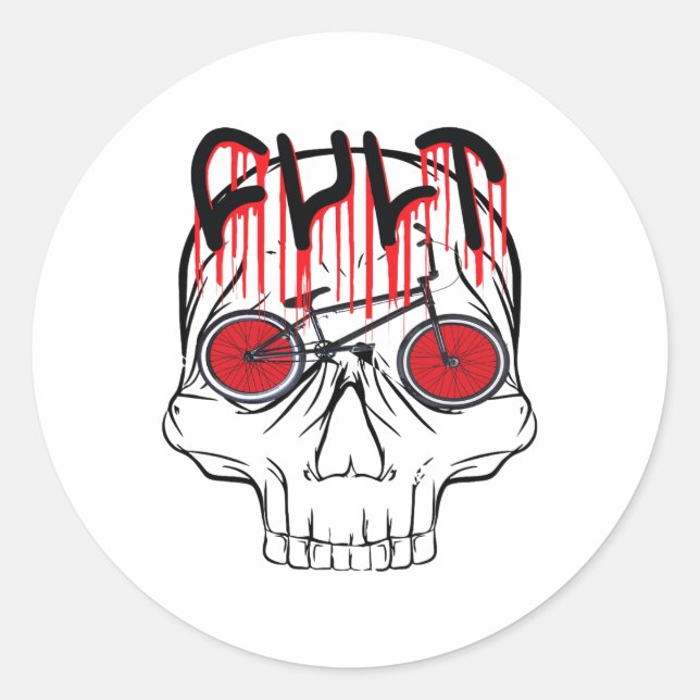 Sticker Rond Cult Bmx Halloween Costume Cadeau Pour Femmes Fill (Devant)