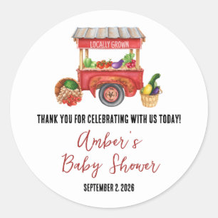 Sticker Rond Cultivé localement, le Baby shower du marché agric