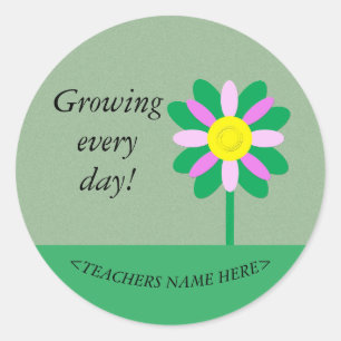 Sticker Rond Cultiver chaque jour fleur personnalisable Enseign