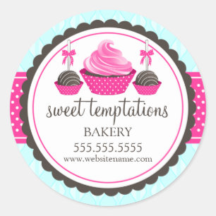 Sticker Rond Cupcake and Cake Pops Boulangerie Cachets