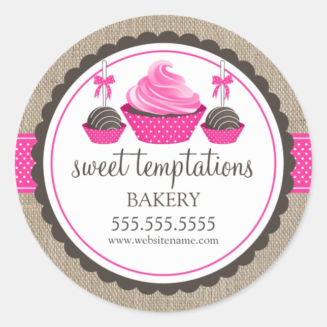 Sticker Rond Cupcake and Cake Pops Boulangerie Cachets (Devant)