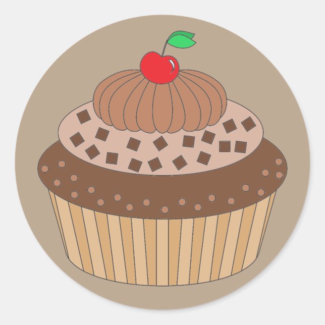 Sticker Rond Cupcake au chocolat (Devant)