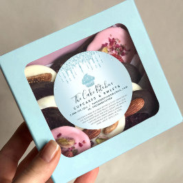 Sticker Rond Cupcake Bakery Chef Turquoise Parties scintillant 