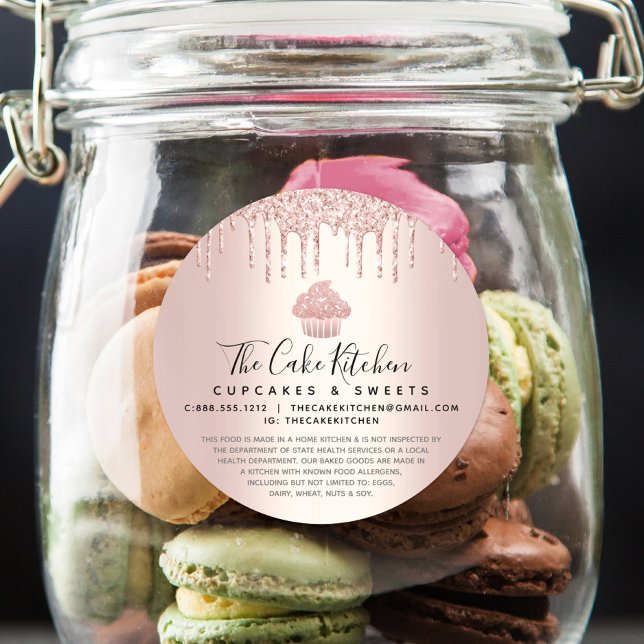 Sticker Rond Cupcake Boulangerie Chef Rose Gold Parties scintil (Créateur téléchargé)