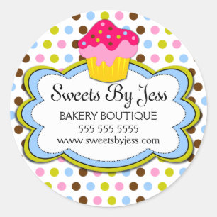 Sticker Rond Cupcake Boulangerie Cloud Box Seaux