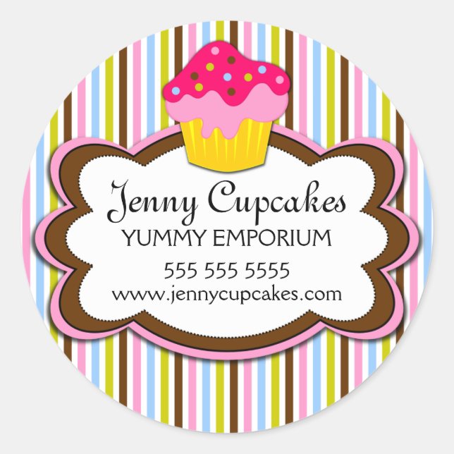 Sticker Rond Cupcake Boulangerie Couvercles (Devant)