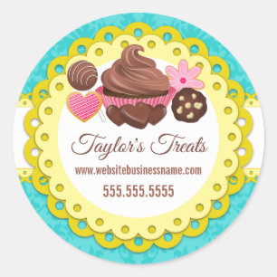 Sticker Rond Cupcake Boulangerie Damask Sceau de Saint-Jacques 