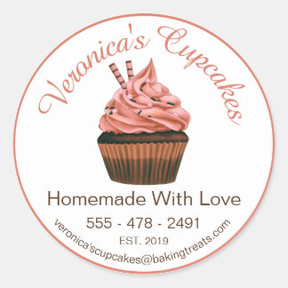 Sticker Rond Cupcake Brown Avec Coordonnées