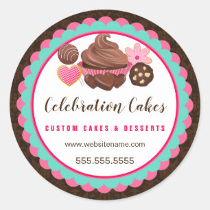 Sticker Rond Cupcake Cake Pop Cookies Scalloped Bannière