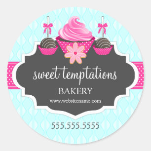 Sticker Rond Cupcake Cake Pops Boulangerie de biscuits Emballag