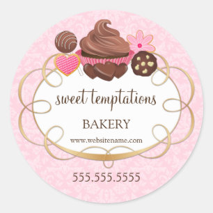 Sticker Rond Cupcake Cake Pops Boulangerie de biscuits Emballag