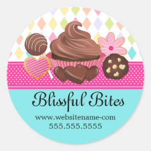 Sticker Rond Cupcake Cake Pops Cookies Seals
