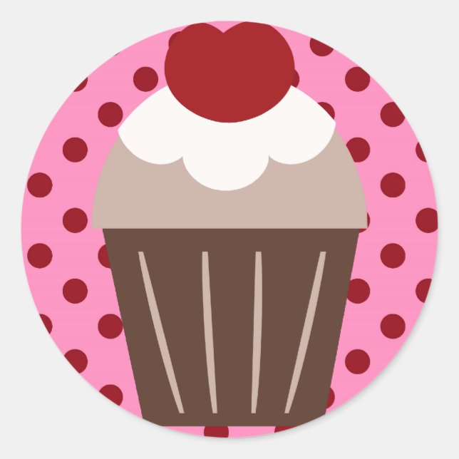 Sticker Rond Cupcake cerise au chocolat KRW (Devant)