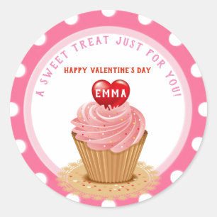 Sticker Rond Cupcake de la Saint Valentin