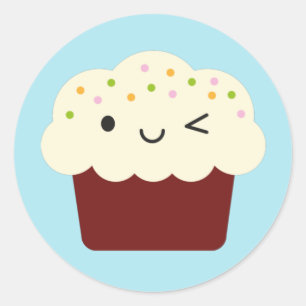 Sticker Rond Cupcake de velours rouge