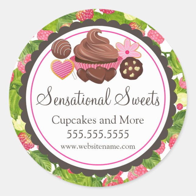 Sticker Rond Cupcake Gâteau Gâteau Pop Framboise Boulangerie Ca (Devant)