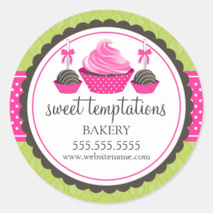 Sticker Rond Cupcake Gourmet et pâtisseries Bouche Seaux
