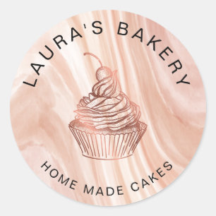 Sticker Rond Cupcake Home Bakery Rustic Vintage