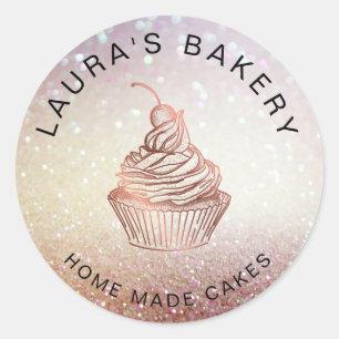Sticker Rond Cupcake Home Bakery Rustic Vintage