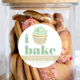 Sticker Rond Cupcake Retro Green Pâtisserie Chef Cuisine Gras
