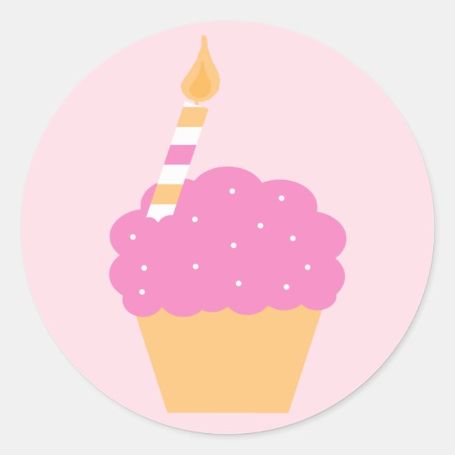Sticker Rond Cupcake rose (Devant)