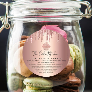 Sticker Rond Cupcake Rose Gold Cuivre Drives Bakery Chef juridi