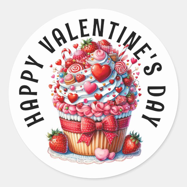 STICKER ROND CUPCAKE VALENTINE (Devant)