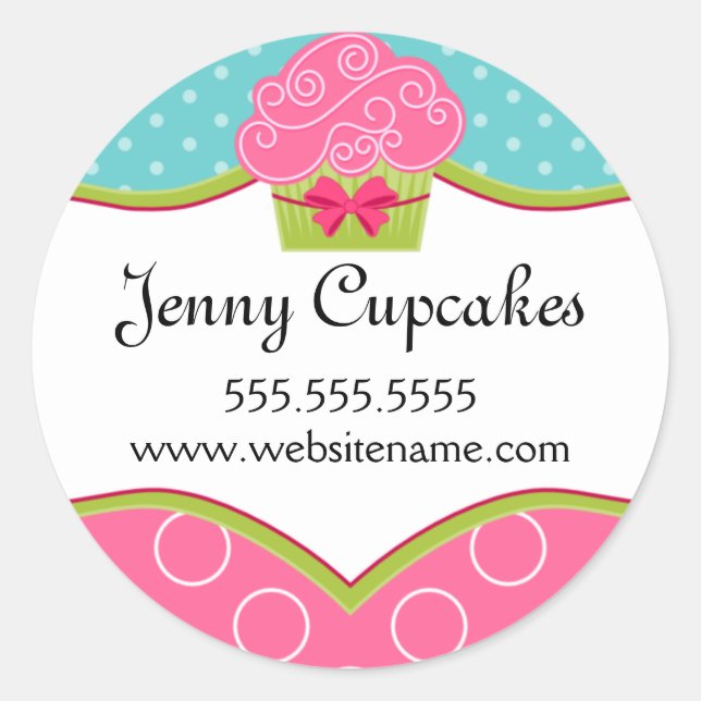 Sticker Rond Cupcake Whimsical Boulangerie Cachets (Devant)