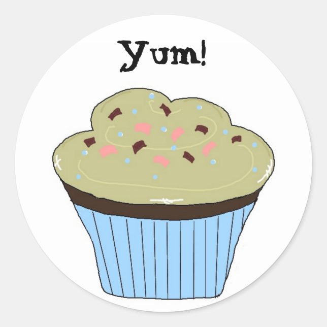 Sticker Rond Cupcake Yum (Devant)