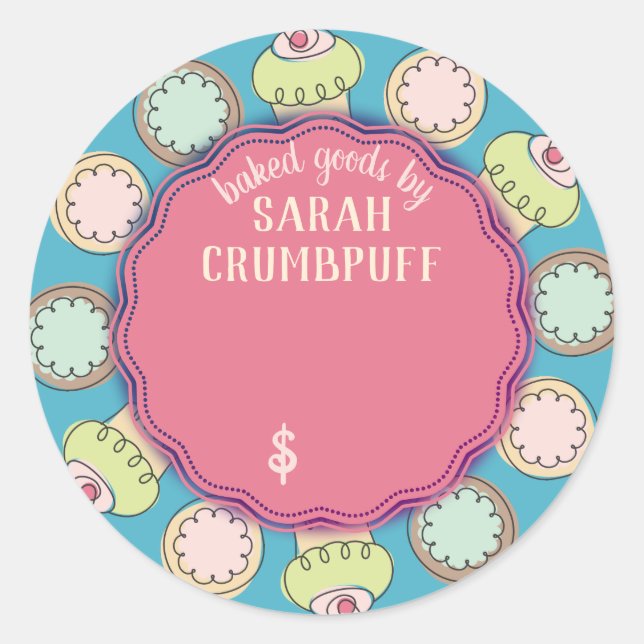 Sticker Rond Cupcakes cookies boulangerie prix personnalisé (Devant)