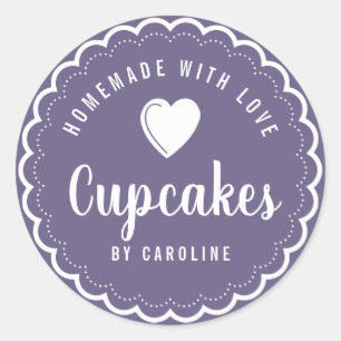 Sticker Rond cupcakes maison boulangerie violet
