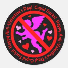 Sticker Rond Cupid Sucks Happy Anti Valentine's Day