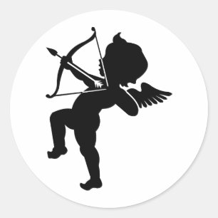 Sticker Rond Cupidon - Cupidon et flèche d'amour