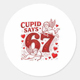 Sticker Rond Cupidon dit 67 Saint Valentin drôle mignon 6 7 Cou