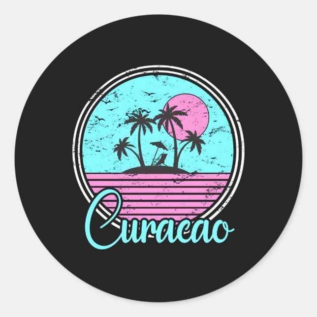 Sticker Rond Curacao Voyage Ou Vacances (Devant)