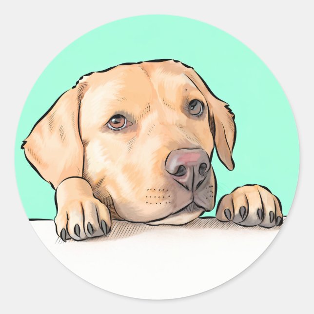 Sticker Rond Curieux chien (Devant)