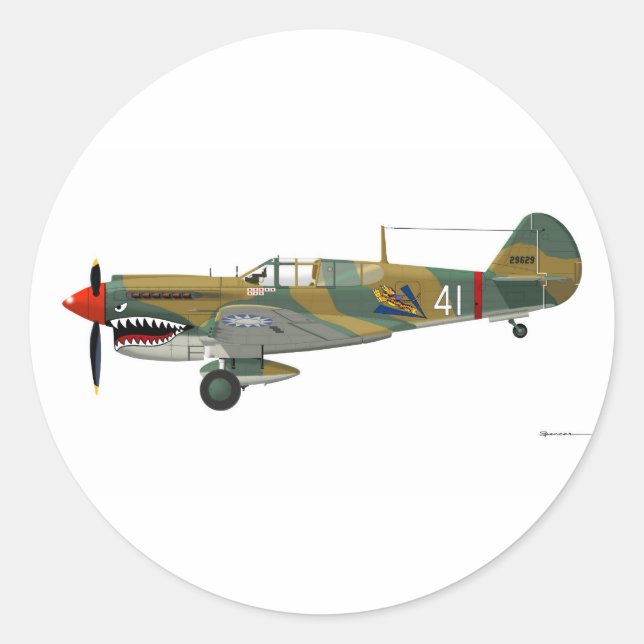 Sticker Rond Curtiss P-40 Warhawk (Devant)
