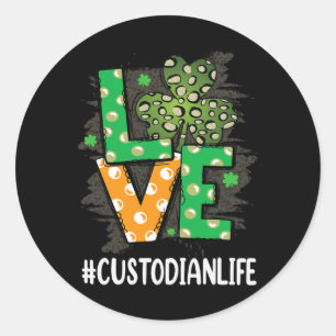 Sticker Rond Custodian Amour Jour de la Saint Patrick mignonne 