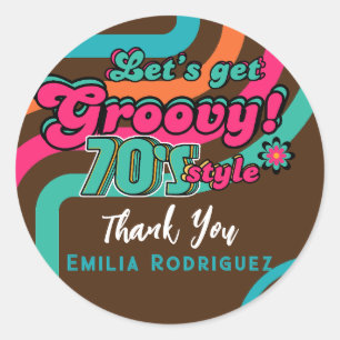 Sticker Rond Custom 70's Rétro Disco Anniversaire Boogie Groovy