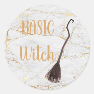 Sticker Rond Custom BASIC WITCH Broom Funny Cool Aesthétique mi