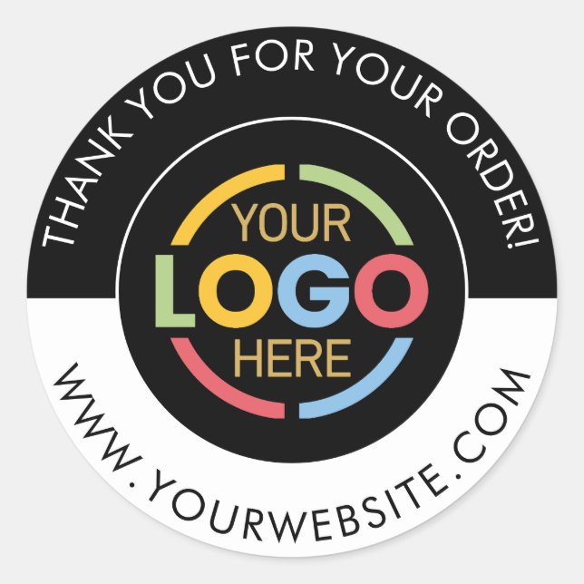 Sticker Rond Custom Busines Round Logo Promotional Black White (Devant)