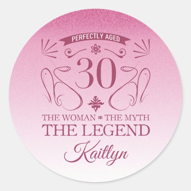 Sticker Rond Custom Cute Happy 30th Birthday (Devant)