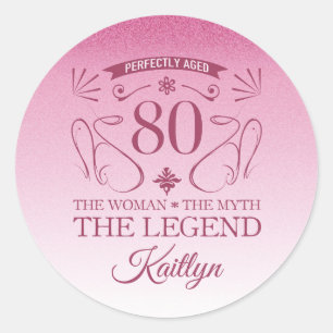 Sticker Rond Custom Cute Happy 80th Birthday