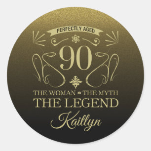 Sticker Rond Custom Cute Happy 90th Birthday
